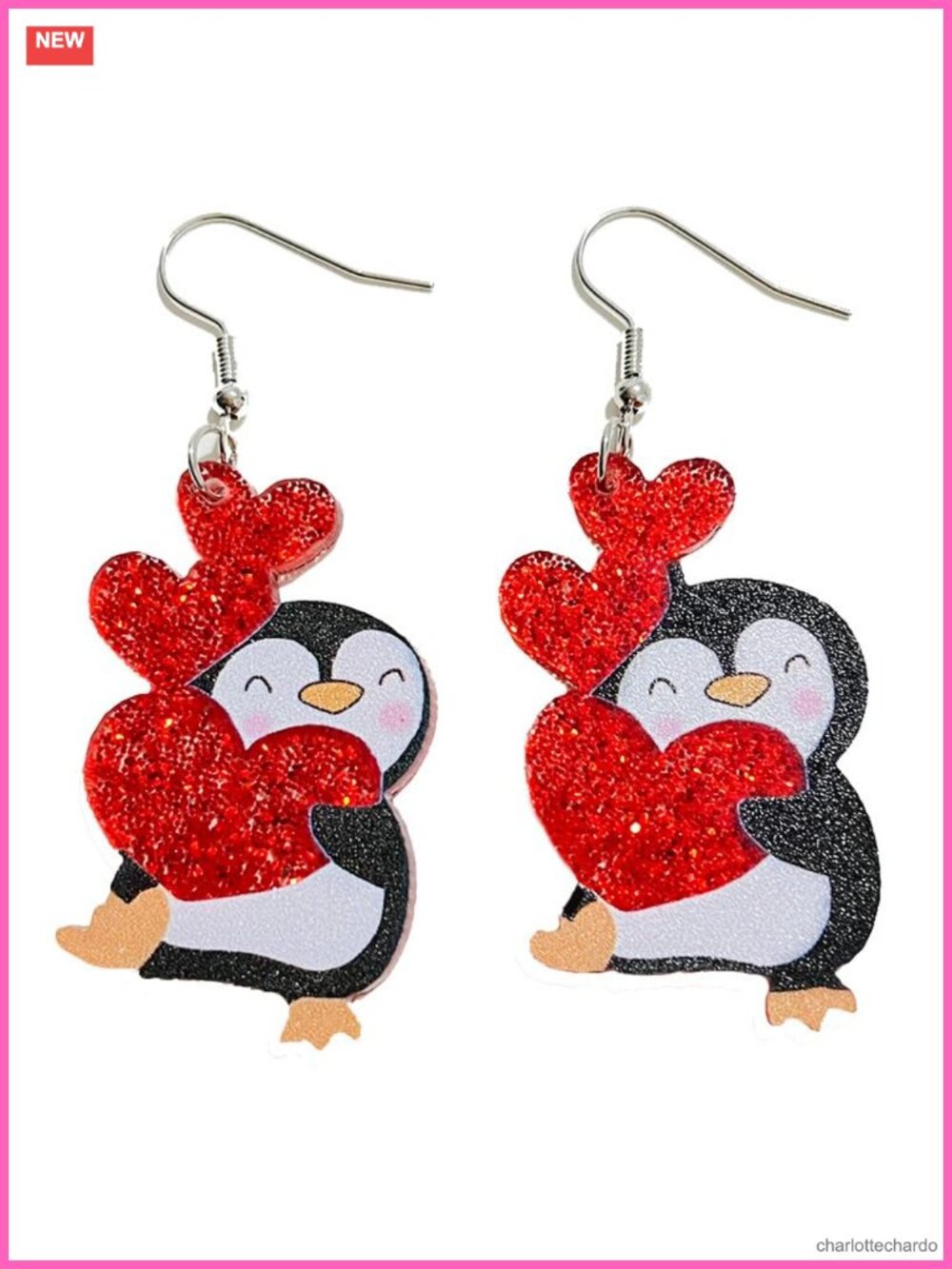 Acrylic Heart Drop Dangle Earrings French Wire Women's Statement Jewelry